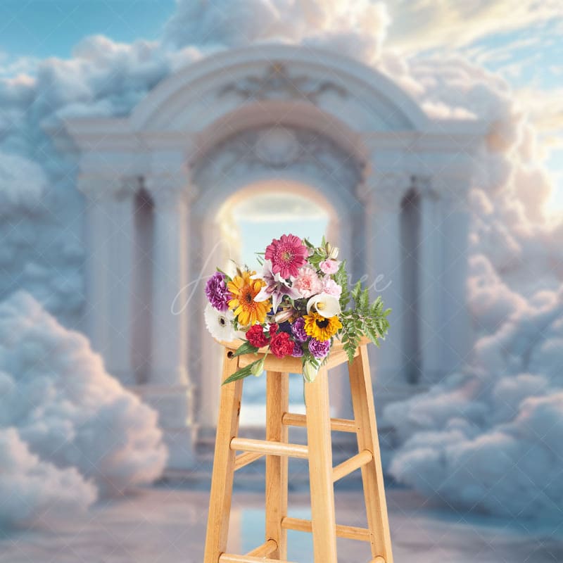 Aperturee - Aperturee White Arch Clouds Wonderland Fine Art Photo Backdrop