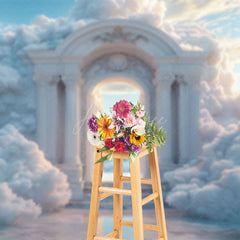 Aperturee - Aperturee White Arch Clouds Wonderland Fine Art Photo Backdrop
