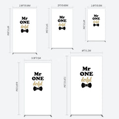 Aperturee - Aperturee White Black Bow Mr Onederful Birthday Rectangle Backdrop