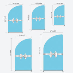 Aperturee - Aperturee White Bow Tiffany Blue Birthday Half Moon Arch Backdrop
