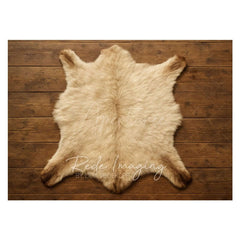 Aperturee - Aperturee White Brown Carpet Wood Rubber Floor Mat For Photo