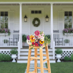 Aperturee - Aperturee White Cabin Christmas Wreath Photography Backdrop