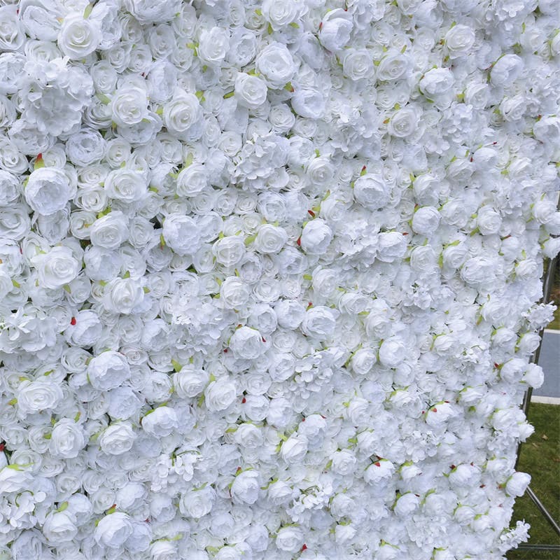 Aperturee - Aperturee White Faux Flower Wall Panels For Wedding Decoration