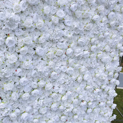 Aperturee - Aperturee White Faux Flower Wall Panels For Wedding Decoration