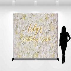 Aperturee - Aperturee White Floral Happy Birthday Girls Custom Backdrop