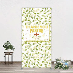 Aperturee - Aperturee White Floral Leaves Thank You Pastor Arch Backdrop