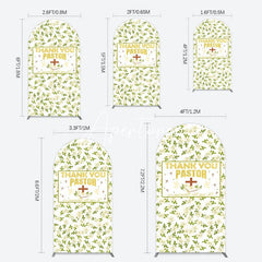 Aperturee - Aperturee White Floral Leaves Thank You Pastor Arch Backdrop