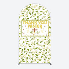 Aperturee - Aperturee White Floral Leaves Thank You Pastor Arch Backdrop