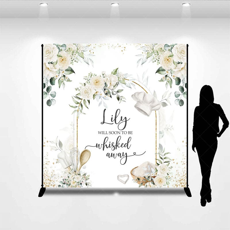 Aperturee - Aperturee White Floral Sweet Cooker Custom Baby Shower Backdrop