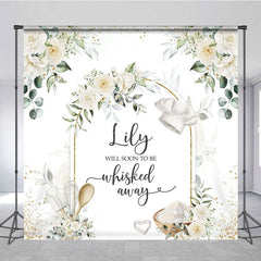 Aperturee - Aperturee White Floral Sweet Cooker Custom Baby Shower Backdrop