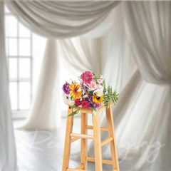 Aperturee - Aperturee White Flowing Fabric Photography Backdrop Soft Sheer Curtains Dreamy Photo Background Angelic Maternity Photo Prop