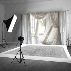 Aperturee - Aperturee White Flowing Fabric Photography Backdrop Soft Sheer Curtains Dreamy Photo Background Angelic Maternity Photo Prop
