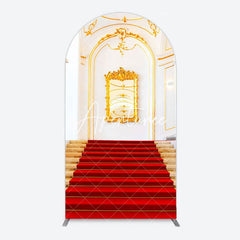 Aperturee - Aperturee White Gold Palace Red Stairs Luxury Arch Backdrop