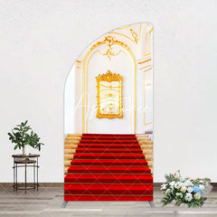 Aperturee - Aperturee White Gold Palace Red Stairs Luxury Arch Backdrop