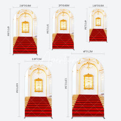 Aperturee - Aperturee White Gold Palace Red Stairs Luxury Arch Backdrop