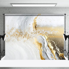 Aperturee - Aperturee White Grey and Gold Glitter Abstract Photography Backdrop Elegant Fluid Marble Design