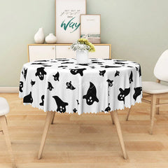 Aperturee - Aperturee White Halloween Round Tablecloth with Cute Ghost Pattern for Fun and Spooky Kids Party Decorations