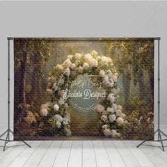Aperturee - Aperturee White Hydrangea Wedding Arch Backdrop Round Floral Arch Photo Prop Enchanted Garden Bridal Shower Decor
