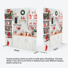 Aperturee - Aperturee White Kitchen Christmas Tension Fabric Backdrop
