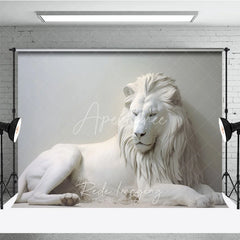 Aperturee - Aperturee White Majestic Lion Sculpture Photography Backdrop Elegant Fine Art Animal Portrait Background for Professional Studio