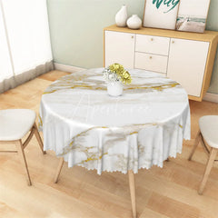 Aperturee - Aperturee White Marble Gold Vein Round Tablecloth Luxury Stone Texture Table Cover for Wedding