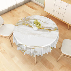 Aperturee - Aperturee White Marble Gold Vein Round Tablecloth Luxury Stone Texture Table Cover for Wedding