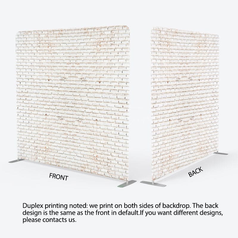 Aperturee - Aperturee White Old Style Brick Wall Square Tension Backdrop