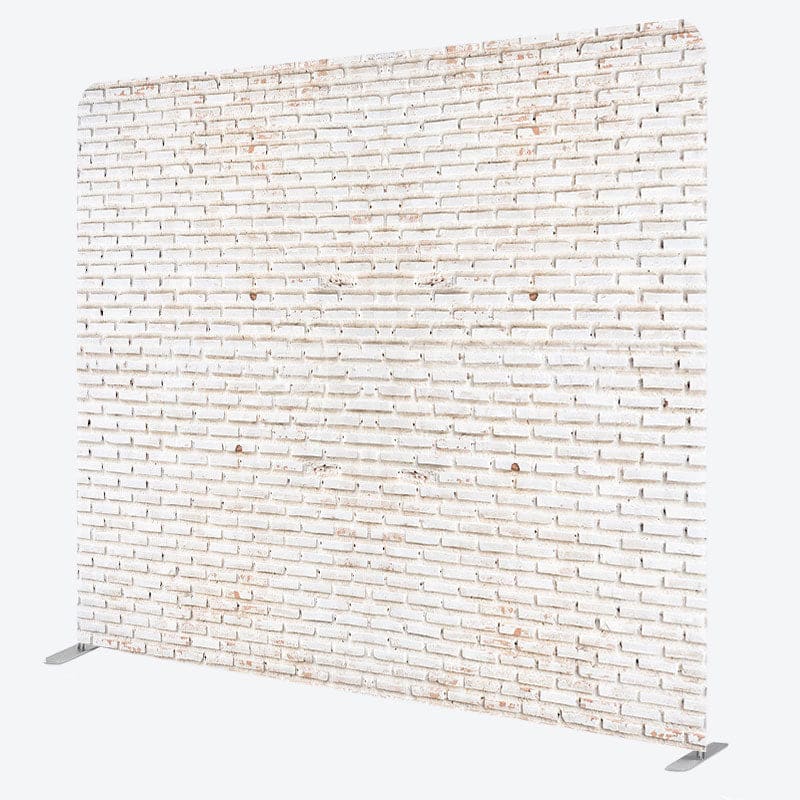 Aperturee - Aperturee White Old Style Brick Wall Square Tension Backdrop