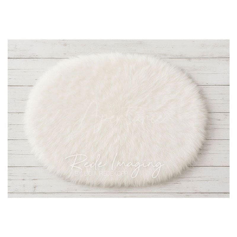 Aperturee - Aperturee White Oval Wool Carpet Rubber Floor Mat For Photo