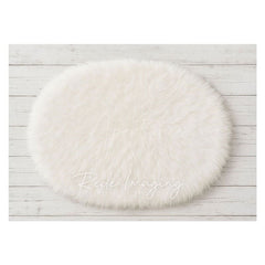 Aperturee - Aperturee White Oval Wool Carpet Rubber Floor Mat For Photo