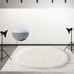 Aperturee - Aperturee White Oval Wool Rug Fabric Floor Backdrop For Photo