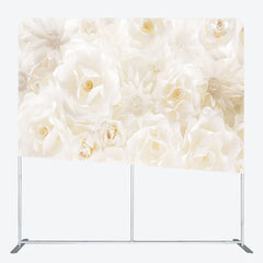 Aperturee - Aperturee White Paper Flower Tension Fabric Backdrop 3D Floral Wedding Decoration Elegant Rose Background