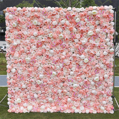 Aperturee - Aperturee White Pink Elegant Flower Wall For Wedding Decor
