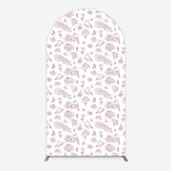 Aperturee - Aperturee White Pink Floral Leaves Bird Birthday Arch Backdrop