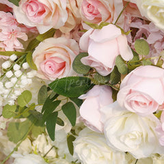 Aperturee - Aperturee White Pink Rose Plant Artificial Flower Wall For Decor