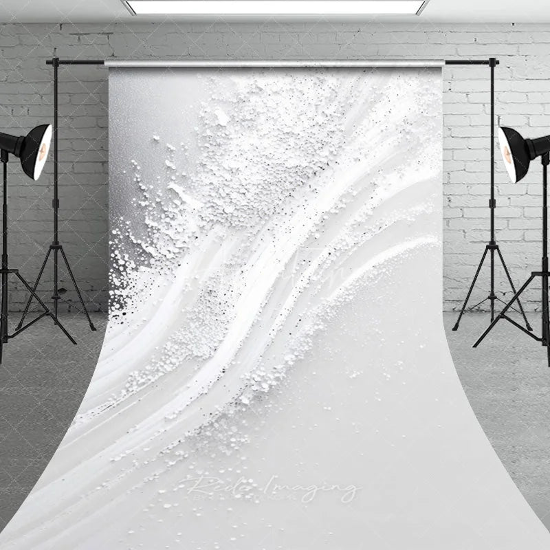 Aperturee - Aperturee White Silver Glitter Abstract Sweep Backdrop Elegant Textured Photography Studio and Event Background