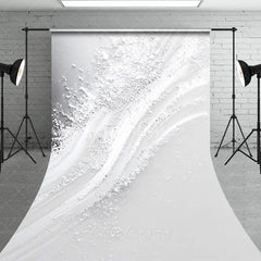 Aperturee - Aperturee White Silver Glitter Abstract Sweep Backdrop Elegant Textured Photography Studio and Event Background