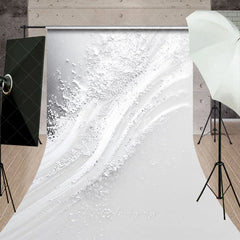 Aperturee - Aperturee White Silver Glitter Abstract Sweep Backdrop Elegant Textured Photography Studio and Event Background