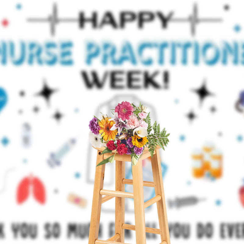 Aperturee - Aperturee White Simple Happy Nurse Practitioner Week Backdrop