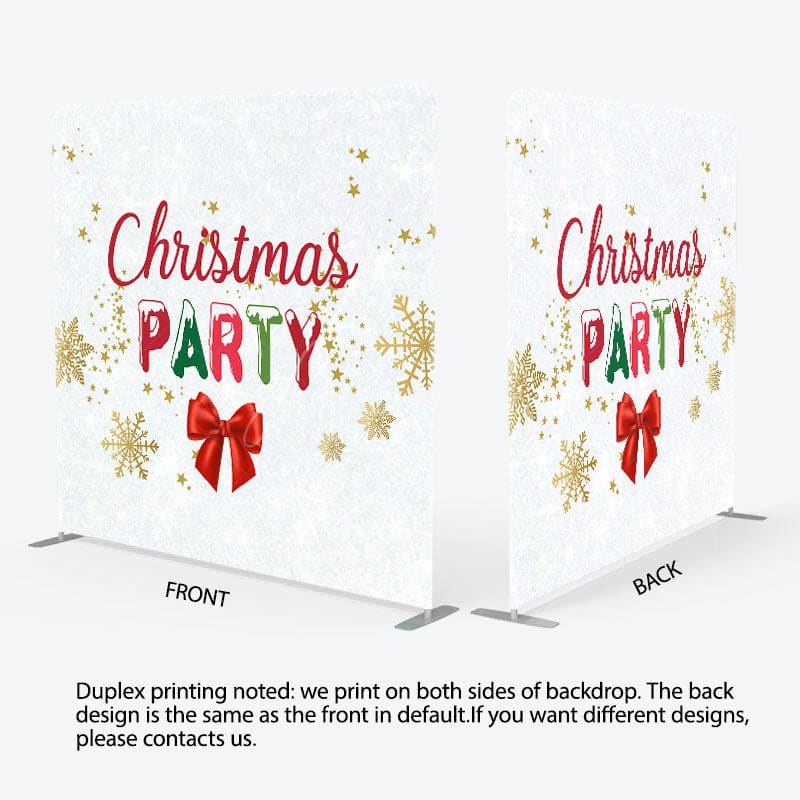Aperturee - Aperturee White Snowflake Christmas Square Arch Fabric Backdrop
