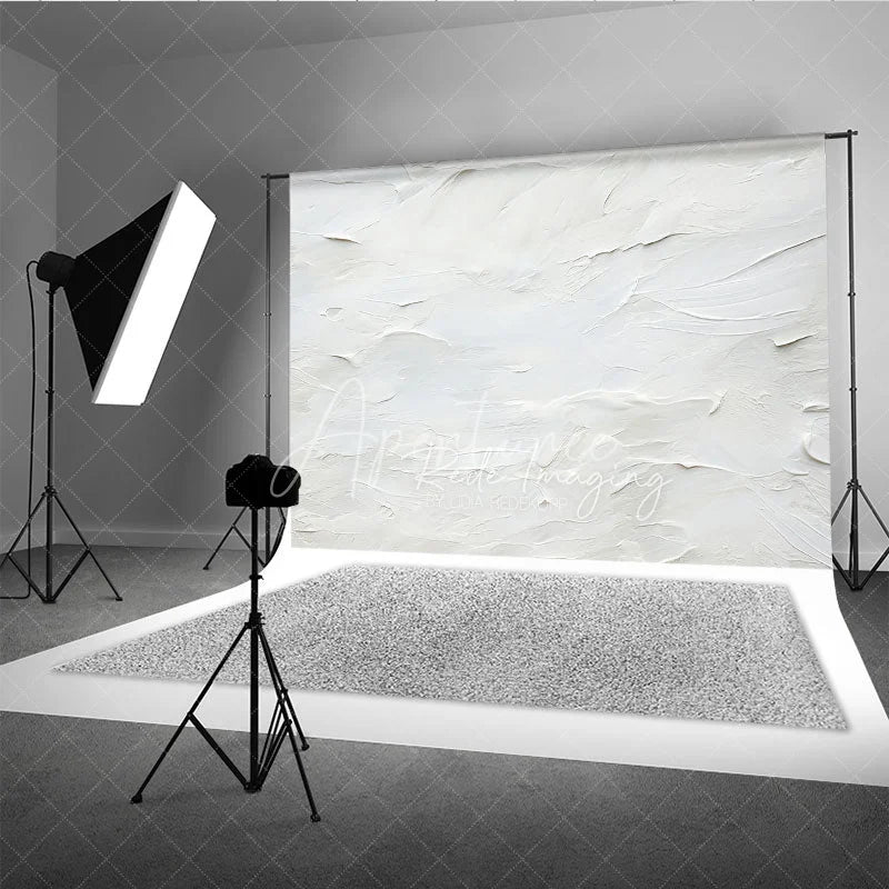 Aperturee - Aperturee White Textured Abstract Fine Art Backdrop Impasto Oil Painting Style Photography Background