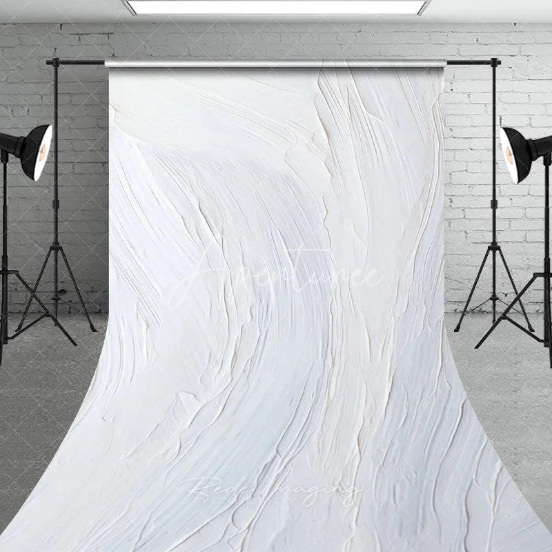 Aperturee - Aperturee White Textured Sweep Backdrop with Abstract Brush Strokes Elegant Minimalist Photography Studio Prop