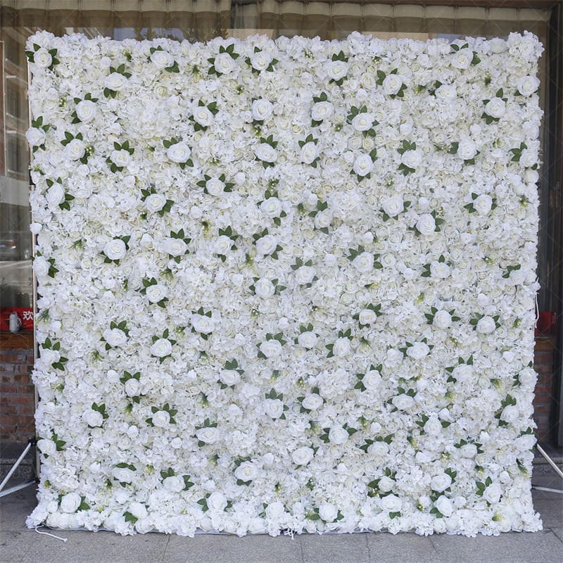 Aperturee - Aperturee White Wedding Decor Artificial Flower Wall Panels