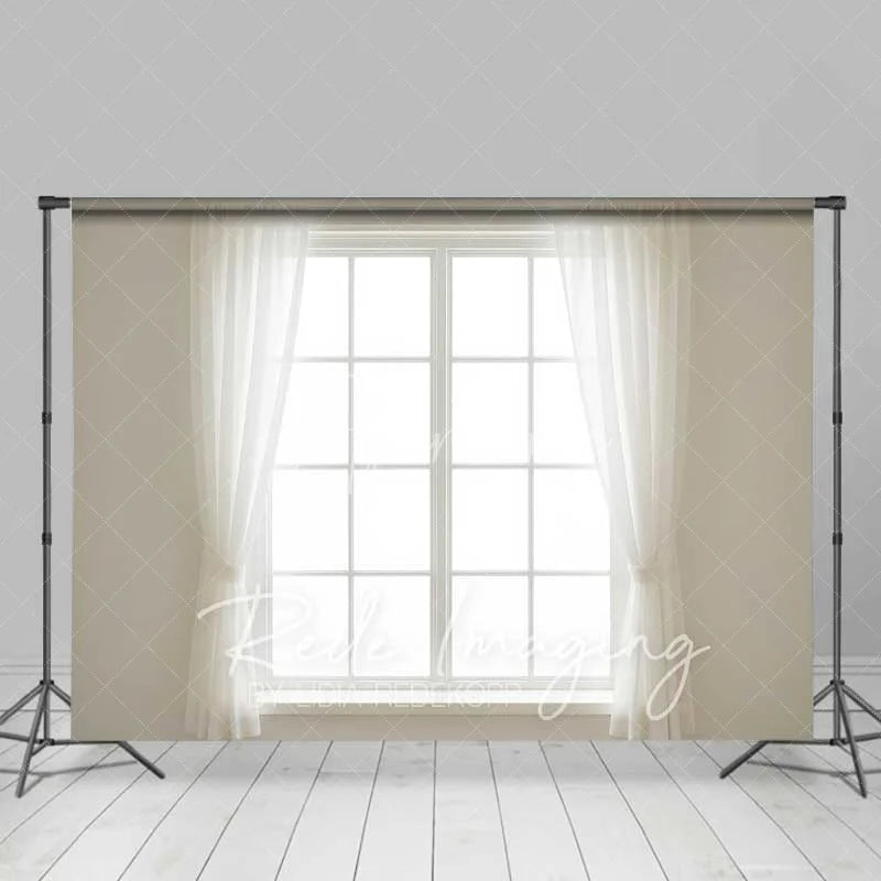 Aperturee - Aperturee White Window Sheer Curtains Backdrop Bright Natural Light Photography Studio Prop for Portraits