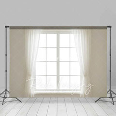 Aperturee - Aperturee White Window Sheer Curtains Backdrop Bright Natural Light Photography Studio Prop for Portraits