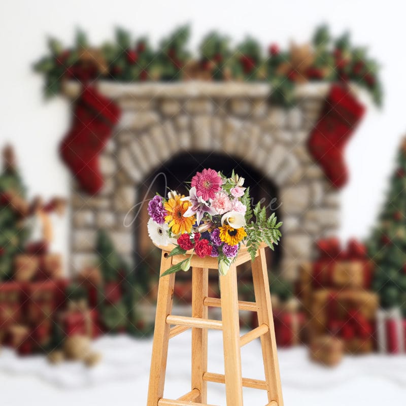 Aperturee - Aperturee White Winter Christmas Decor House Holiday Backdrop