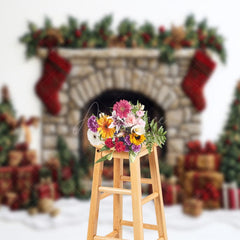 Aperturee - Aperturee White Winter Christmas Decor House Holiday Backdrop