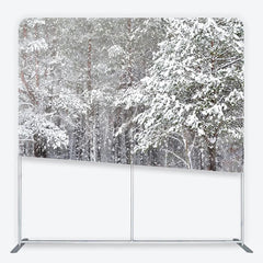 Aperturee - Aperturee White Winter Forest with Falling Snow Square Double-Sided Backdrop Serene Snowy Landscape for Holiday Photography