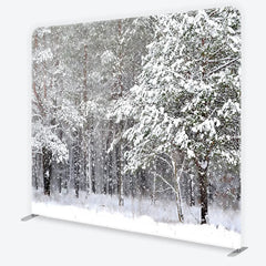 Aperturee - Aperturee White Winter Forest with Falling Snow Square Double-Sided Backdrop Serene Snowy Landscape for Holiday Photography