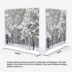 Aperturee - Aperturee White Winter Forest with Falling Snow Square Double-Sided Backdrop Serene Snowy Landscape for Holiday Photography